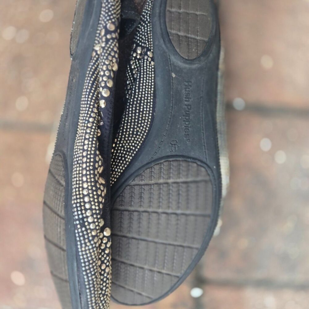 Hush Puppies Black Rhinestone Stud Ballet Flats Size 9 | Cushioned Comfort - Picture 2 of 3